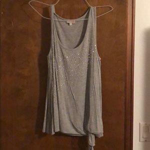 Grey Tank Top w/ Rhinestones